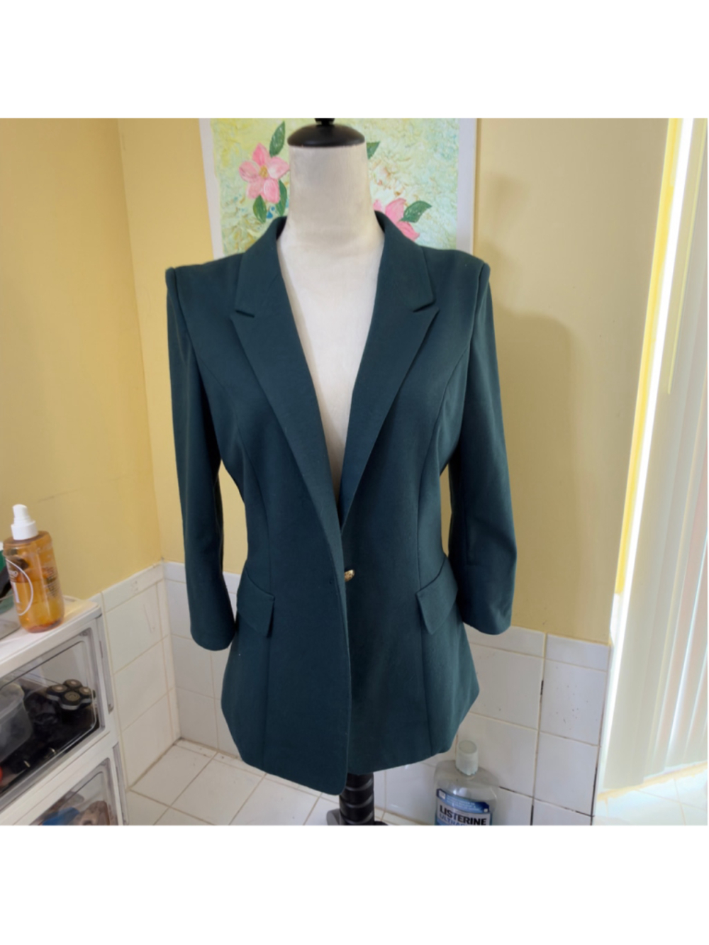 Women's S'EBO Green Blazer Jacket Size L runs smaller fits M